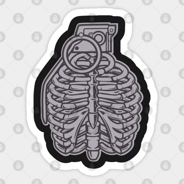 Grenade Ribcage Sticker by PaunLiviu